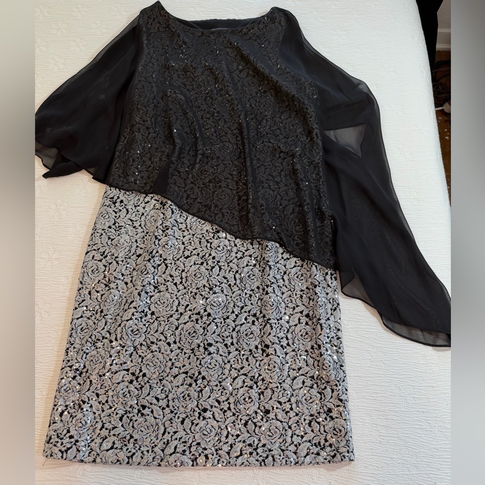 Jessica Howard Cocktail Dress black silver size 14 - Picture 7 of 10